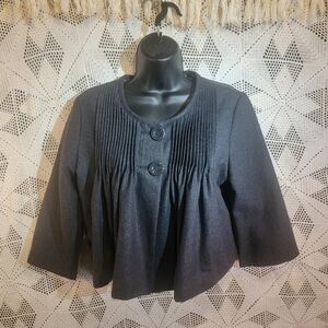 Womans light wool half jacket Cropped Babydoll grey Jackie O style blazer Coat